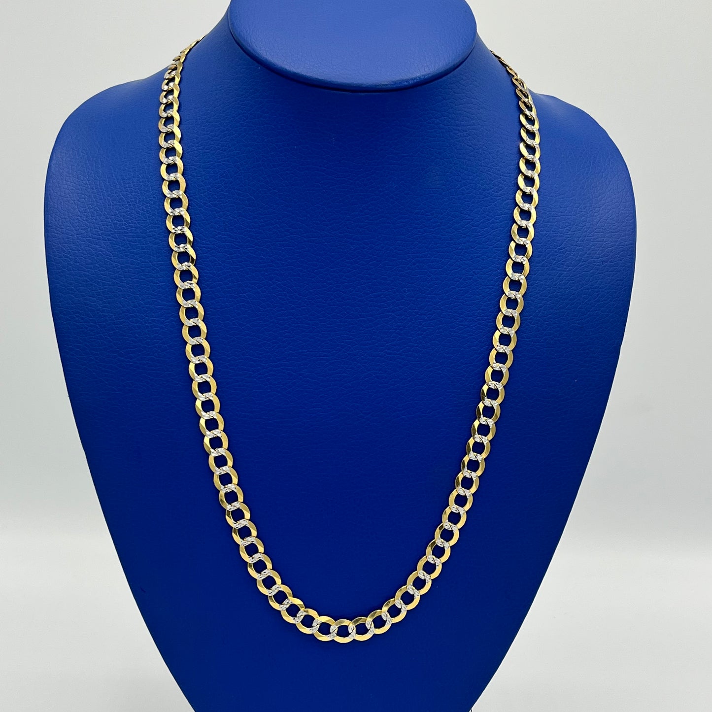 14K Solid Classic Flat Cuban Chain Two Tones \\ 8.5 mm - 26 “ \\