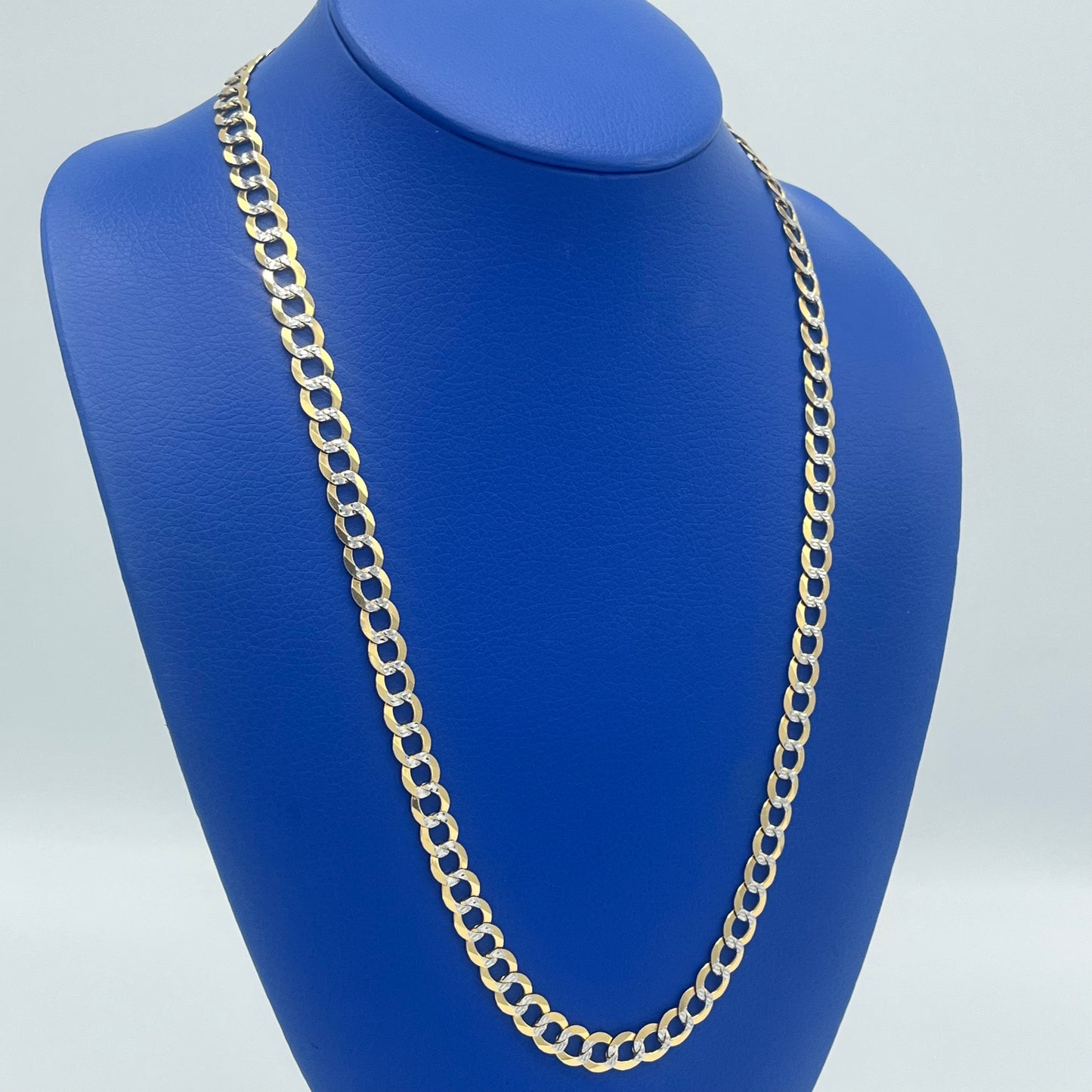 14K Solid Classic Flat Cuban Chain Two Tones \\ 8.5 mm - 26 “ \\