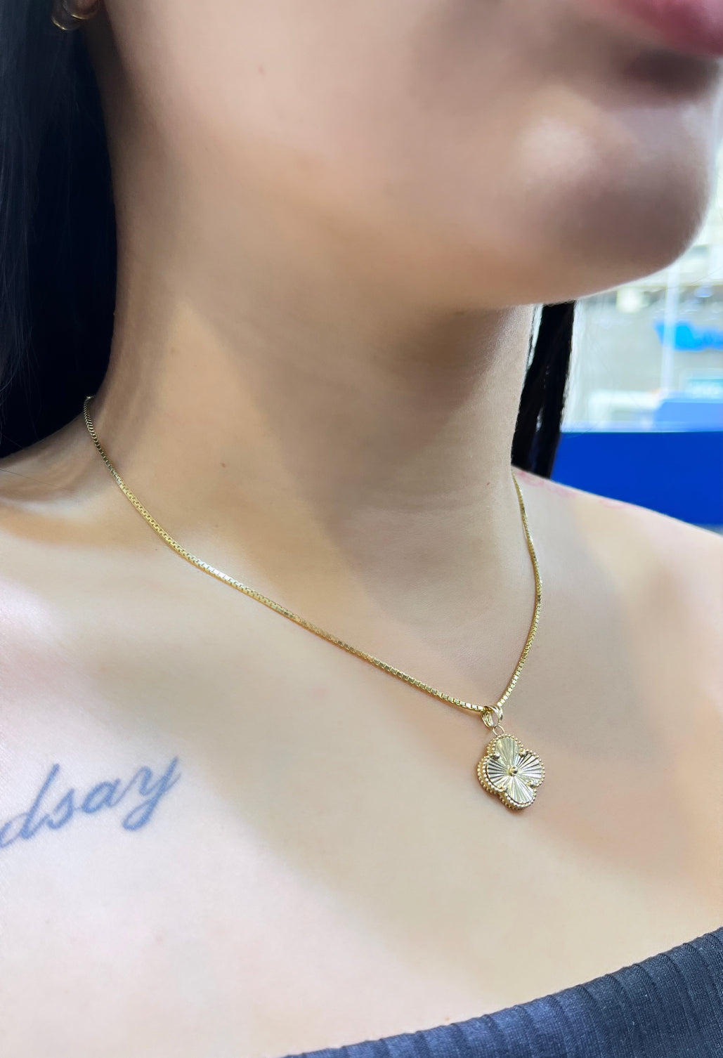 14K Fancy Gold Pendant with Solid Franco Chain Yellow Gold