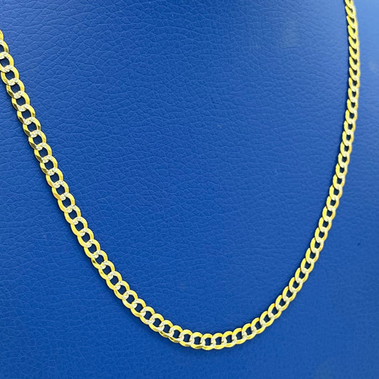 14K Solid Flat Classic Cuban Chain Two Tones \\ 4.5 mm - 20ā \\