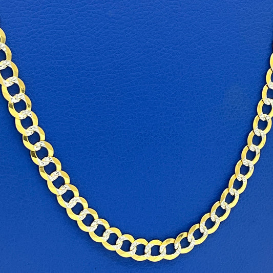 14K Solid Classic Flat Cuban Chain Two Tones \\ 8.3 mm - 26ā \\