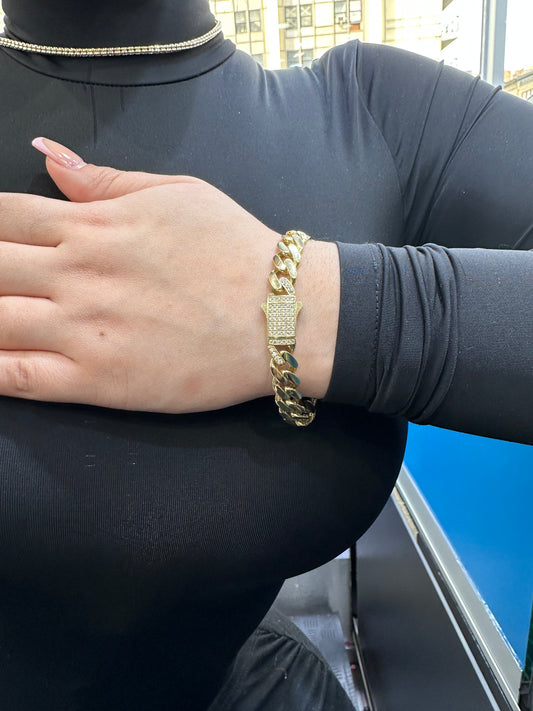 14K Women's Ittallo Bracelet Cz Stones At Lock