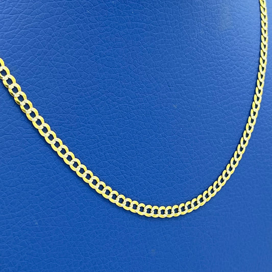 14K Solid Classic Flat Cuban Chain \\ 3.5 mm - 18â \\