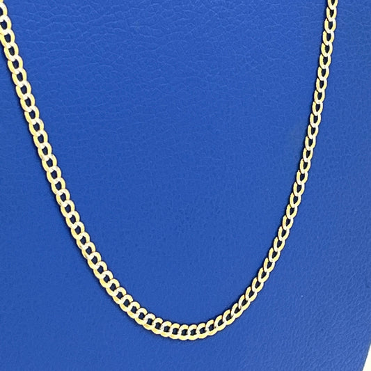14K Solid Classic Flat Cuban Chain Two Tones \\ 3.6 mm - 24â \\