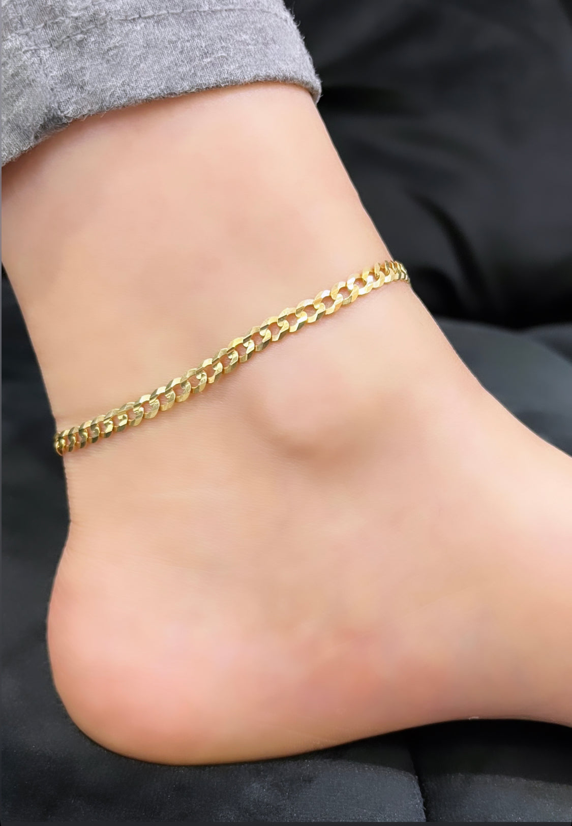 14k Flat Cuban Ankle Bracelet Yellow Gold – Alex Diamond Jewelry