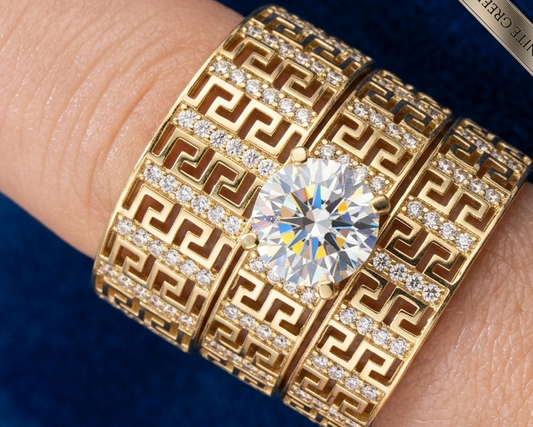 14K Trio Wedding Cz Stones Yellow Yellow