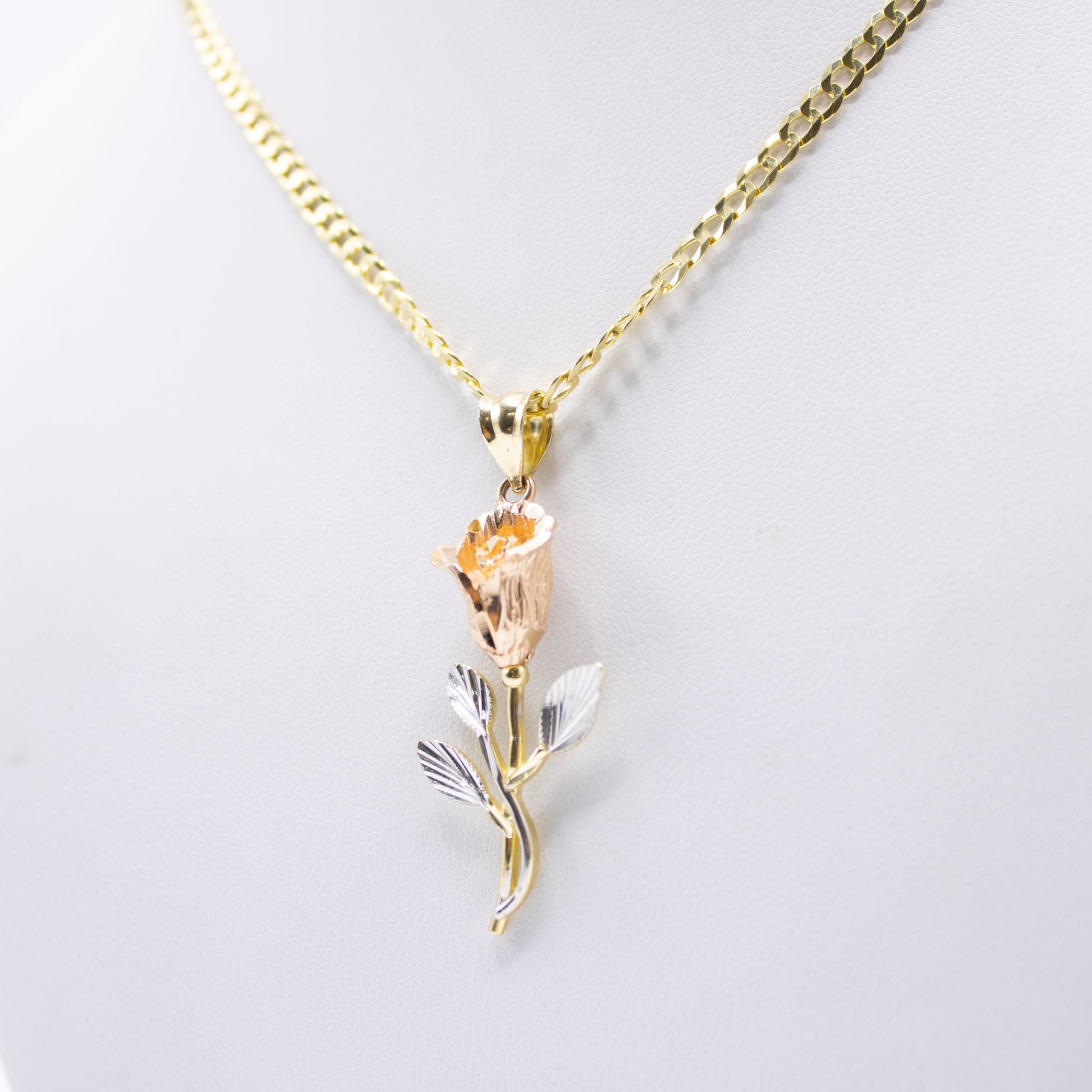 14K Yellow Gold Rose Pendant