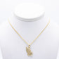14K Pray Hands Pendant Cz Stones With Semi-Solid Flat Cuban Chain Yellow Gold