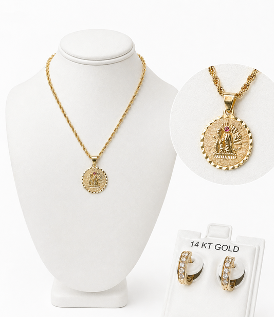 Rope Chain + Circular Virgin Mary Medal FREE