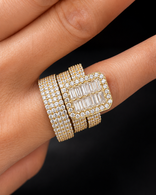 14K Trio Wedding Cz Stones Yellow Yellow