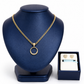 Two-tone Cuban, circular medal with cubic zirconia design and a pair of heart-shaped diamond earrings.