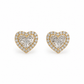 Two-tone Cuban, circular medal with cubic zirconia design and a pair of heart-shaped diamond earrings.
