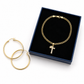 14K Gold Hoops + Guilloché with Initial