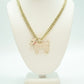 14K GOAT Pendant Cz Stones With Miami Cuban Chain Yellow Gold
