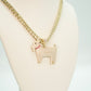 14K GOAT Pendant Cz Stones With Miami Cuban Chain Yellow Gold