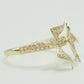 14K Bird  Cz Stones Women's Ring Yellow Gold