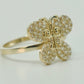 14K Butterfly Cz Women's Ring Yellow Gold