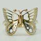 14K Butterfly Women's Ring Three Tones