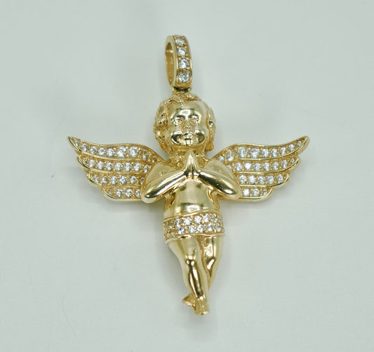 14K Angel Pendant Cz Stones