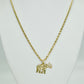 14K Elephant Pendant With Rope Chain Yellow Gold