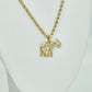 14K Elephant Pendant With Rope Chain Yellow Gold