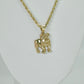 14K DOG Pendant With Rope Chain Yellow Gold