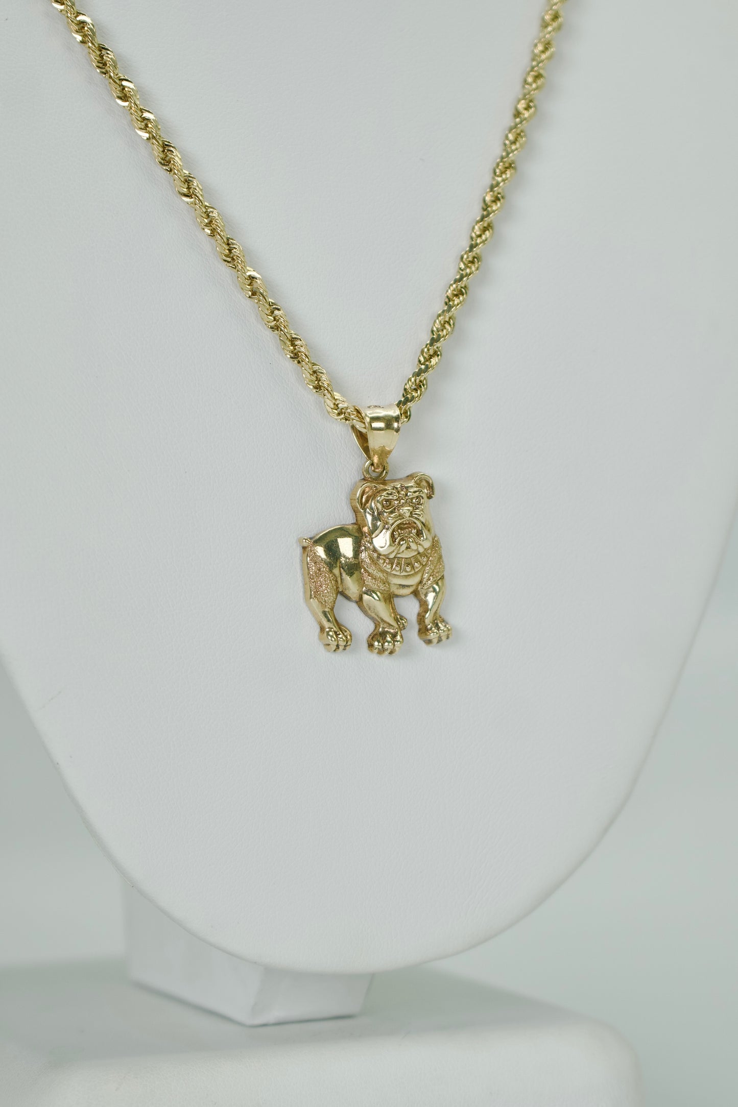 14K DOG Pendant With Rope Chain Yellow Gold