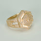 14K Hexagon Cz Men's Ring