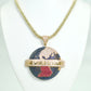 14K Jumbo World Pendant Cz Stones With Ice Chain Yellow Gold