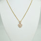 14K Heart Pendant Baguette / Cz Stones With Cuban Chain