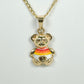 14K Tear Pendant With Cuban Chain Yellow Gold