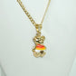 14K Tear Pendant With Cuban Chain Yellow Gold