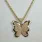 14K Butterfly Cz Pendant With Rope Chain