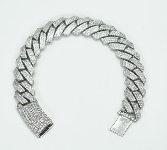14K Full CZ ITALLO EDGE Bracelet White Gold