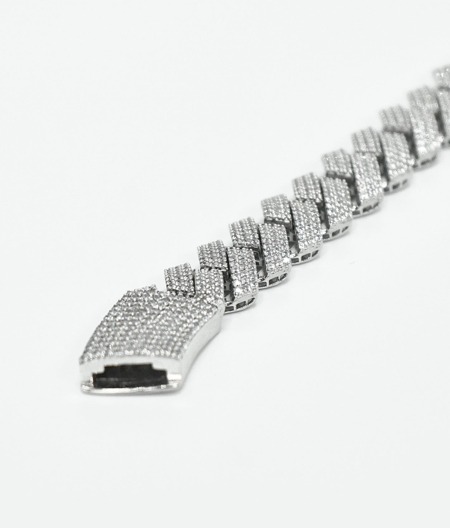14K Full CZ ITALLO EDGE Bracelet White Gold