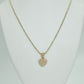 14K Heart Pendant Baguette / Cz Stones With Moon Cut Chain Yellow Gold