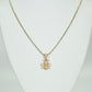 14K BEE Pendant Cz Stones With Moon Cut Chain Yellow Gold