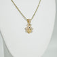 14K BEE Pendant Cz Stones With Moon Cut Chain Yellow Gold
