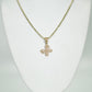 14K Butterfly Pendant Cz Stones With Moon Cut Chain Yellow Gold