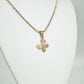 14K Butterfly Pendant Cz Stones With Moon Cut Chain Yellow Gold