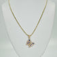 14K Butterfly Cz Stones Pendant With Moon Cut Chain Yellow Gold