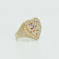 14K Heart Cz Stones Women's Ring Yellow Gold