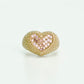 14K Heart Cz Stones / Baguette Women's Ring Yellow Gold