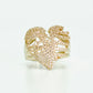 14K Broken Heart Cz Stones Women's Ring Yellow Gold