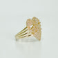 14K Broken Heart Cz Stones Women's Ring Yellow Gold
