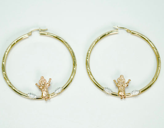 14K Divino Nino Hoops Three Tones