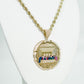 14K Last Suppper CZ Pendant With Rope Chain Yellow Gold