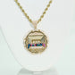 14K Last Suppper CZ Pendant With Rope Chain Yellow Gold