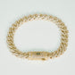 COMBO 14K MONACO BRACELET FULL CZ STONES + RING YELLOW GOLD