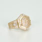 COMBO 14K MONACO BRACELET FULL CZ STONES + RING YELLOW GOLD